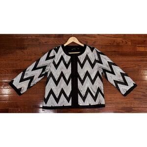 Chevron Sequin Jacket - Blk/Wht/Gry - Michael Simon - Women's Large